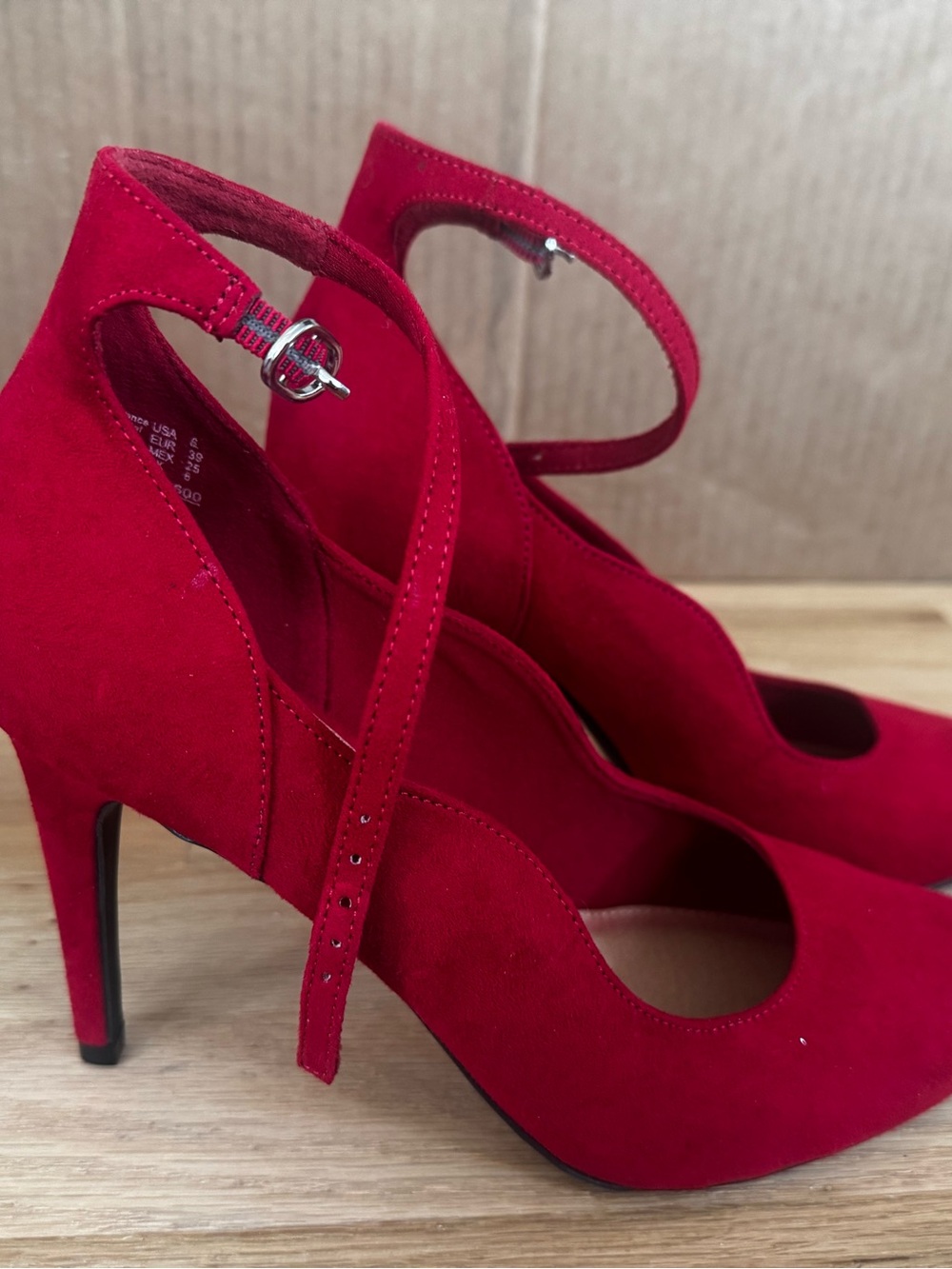 Christian Siriano/ Payless Red Suede Ankle-Strap Pumps - Women's Dress Heels